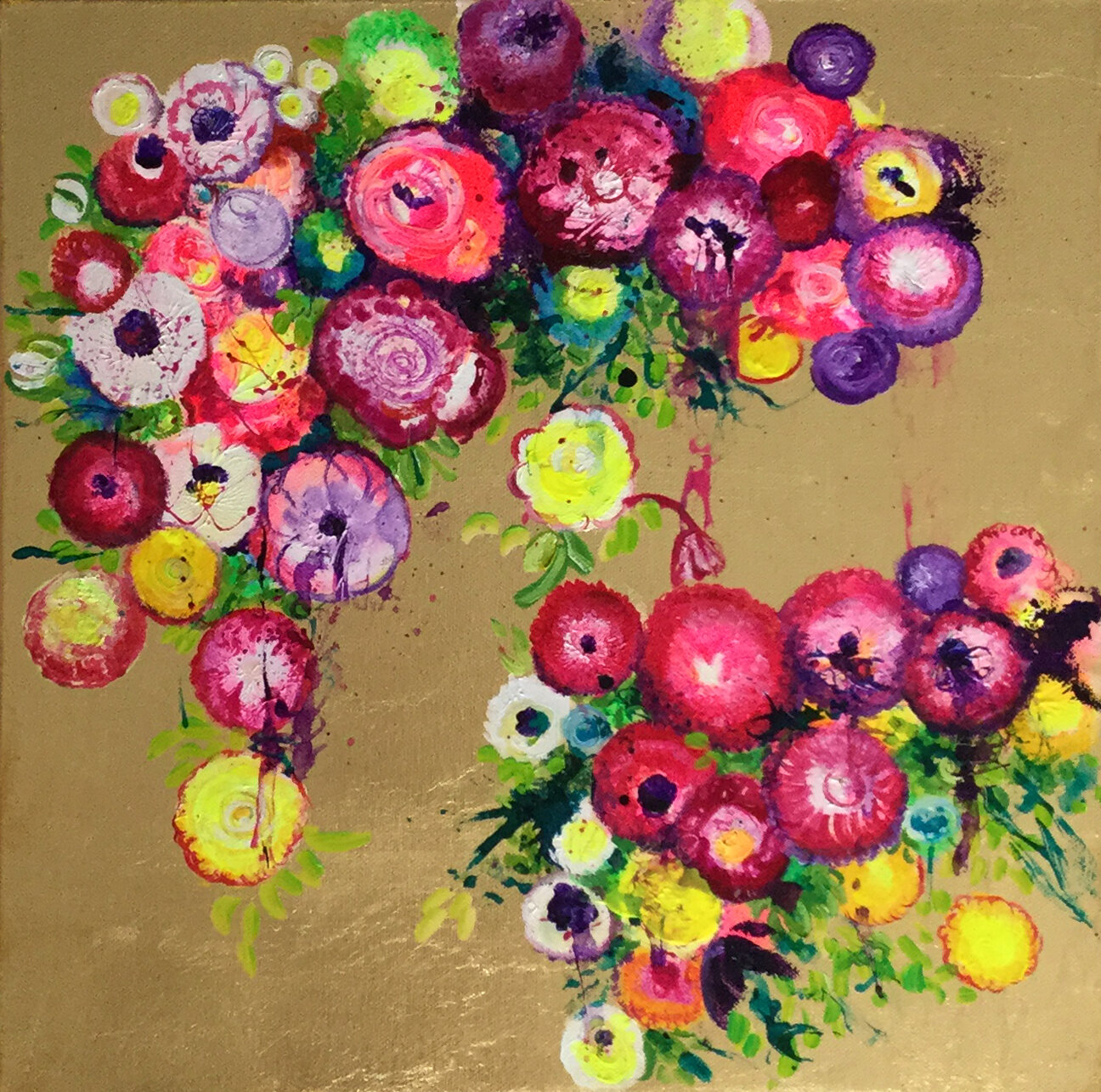  Anastasia Gklava - Jolly - Oil and gold leaf on canvas - Dim: 16 x 16 in / 40 x 40 cm 