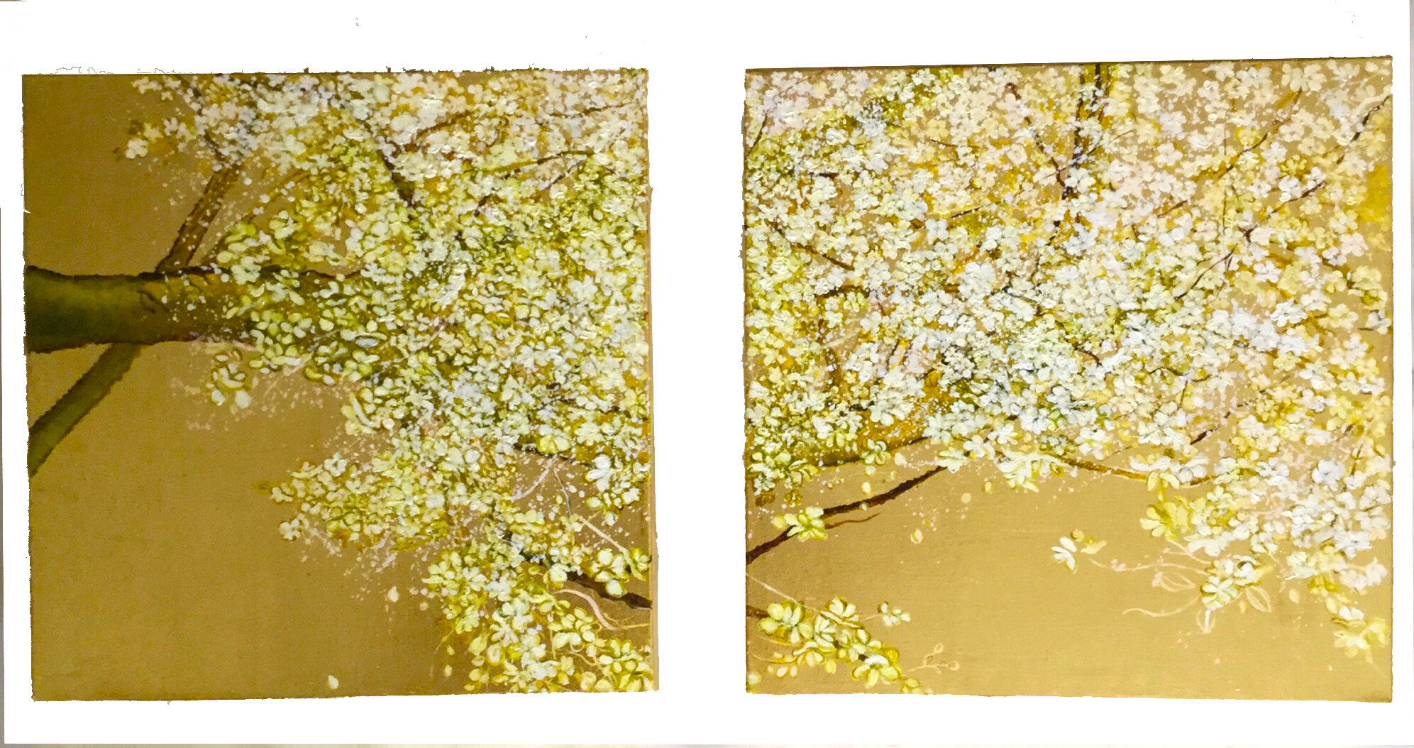  Anastasia Gklava - Call Me Sweetheart - Oil and gold leaf on canvas - Dim: 16 x 31.5 in / 40 x 80 cm (diptych) 