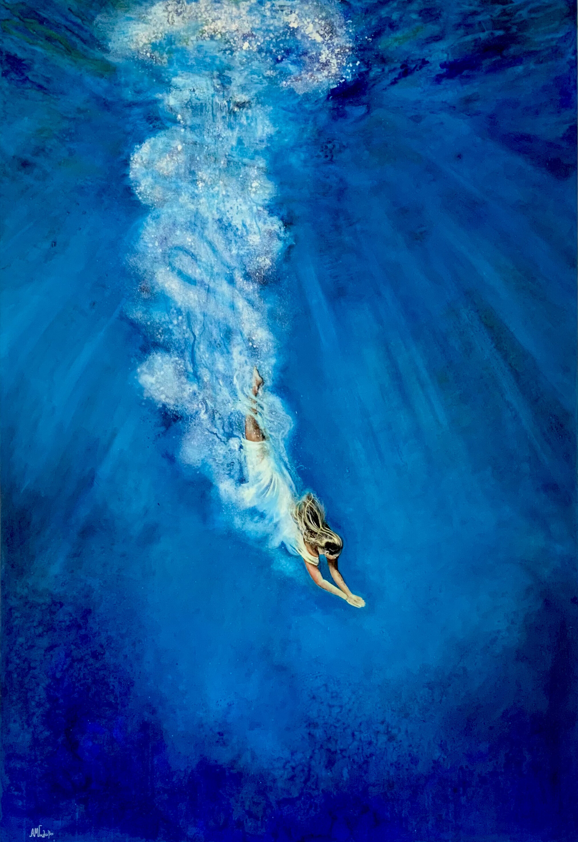  Anastasia Gklava -  Mesopelagos  - Oil on canvas - Dim: 59x39 in / 150x100 cm  