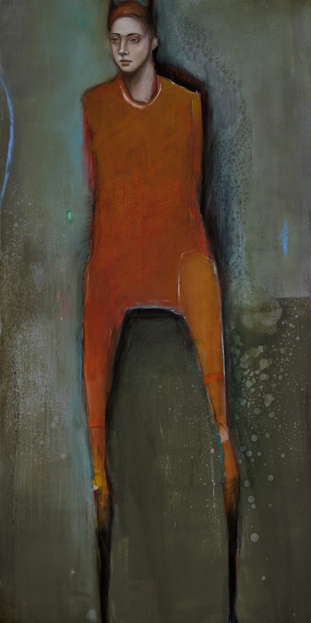  Michele Mikesell,  Mis En Scene,  2021, Oil on board, 31x16 inches / 80x40cm 