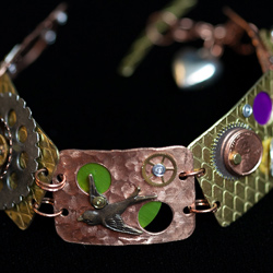 Susan Crane Mixed Media Fine Fusions Welcome to "A Crane Creation"—where polymer clay, fused glass, chainmaille, beads, found objects, metal work, resin, photographs, wire crochet, passion and play join together in fabulous jewelry art and couture home dècor. The aesthetics range from: whimsical to elegant; O'Keefe to Mondrian; a whisper to a shout. By teaching jewelry-making classes, I also have the pleasure of supporting others explore their creativity in a fun, supportive environment.