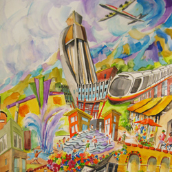 Ed Natan Watercolor For most of my life, I have been exploring more direct approaches and techniques in painting and mixed media. The immediacy of Watercolor intrigues me for its capture of the artist's moods and feelings m.ixed media collages offer an expression through color and composition. Through my work in advertising graphics, I also had great success in the past with a series of photo and art collages depicting how I viewed the character and beauty of Denver's older neighborhoods. Produced as marketing posters, some even had a transformative impact on improving the neighborhood.