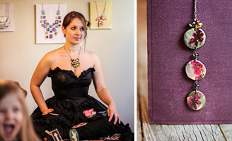 Katie Bradford Osborne Photographic Mixed Media & Art Jewelry I love installation art, and I think of my jewelry as human installation pieces- wearable art! I am also a portrait photographer, a graduate of the Art Institute of Philadelphia, and my passion for portraying emotions in a flash of time is evident in my mixed media art, all of which include my photographs, printed using my favorite alternative printing methods and put together with clay and paint, organic, vintage, and shiny new materials. Visit Artist's Website