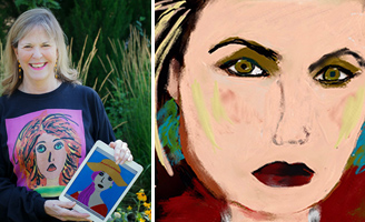 Betsy Vierck Digital, Acrylics, and Quartz/Agate Jewelry An accomplished and widely published non-fiction writer, Betsy turned her creative energy to painting with acrylics following a diagnosis of Parkinson's disease in 2009. "The brain changes and medicines that accompany PD often release creativity in people living with the disease. The phenomenon is not well understood. I am just so happy to have this passion, which distracts me from the shakiness, slowness, and stiffness that sometimes take over my body."