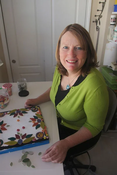 Nancy Moseley Mosaics Several years ago I became interested in making art for the outdoors. My vision is to place art amongst the natural beauty in nature. This series of mosaic stepping stones is created with a variety of materials that embrace an outdoor environment including a combination of tile, stained glass, glass beads and my own shaped clay tiles. Visit Artist's Website