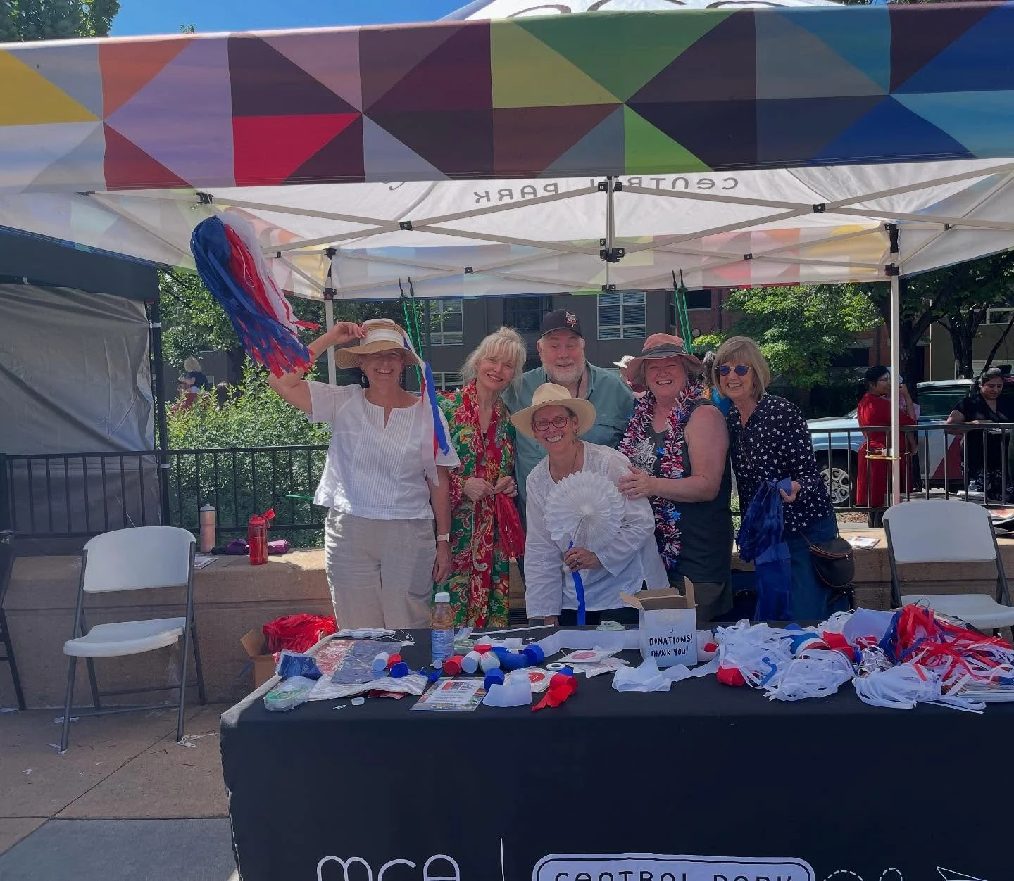Fun day working the MCA decorations booth at the Pancakes and Parade 4th of July celebration with Katy Tartakoff Kelly Craighead Patty Buckley and Rodney Buxton. And we can’t forget Katy’s friend Trish who came to help Central Park Artist