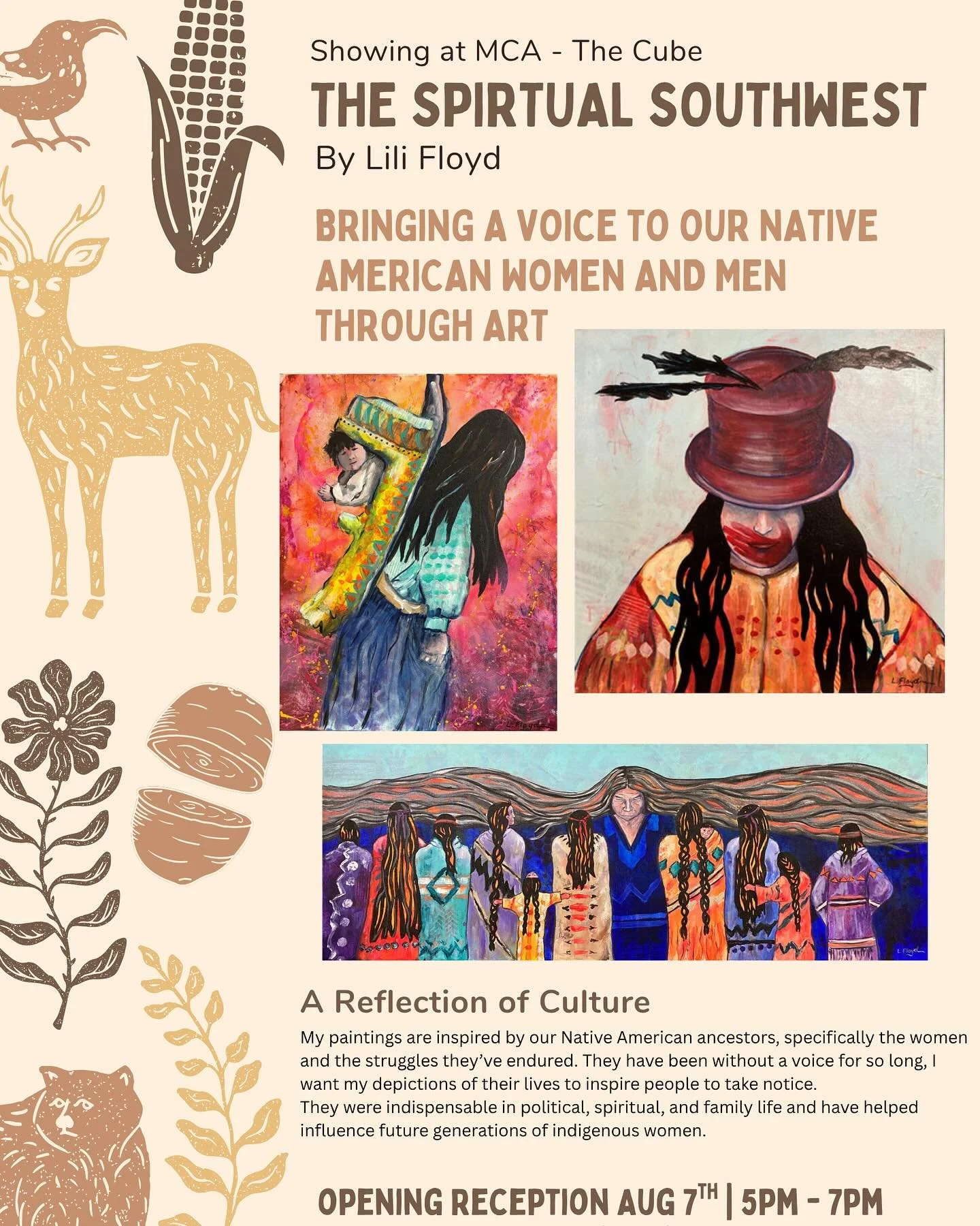 Central Park Artists presents “The Spiritual Southwest by Lili Floyd. Visit us at The Cube 8371 Northfield Blvd., 80238 August 7, from 5:00 - 7:00 for the opening reception. #TheCube80238 #centralparkartistsdenver #openingreception