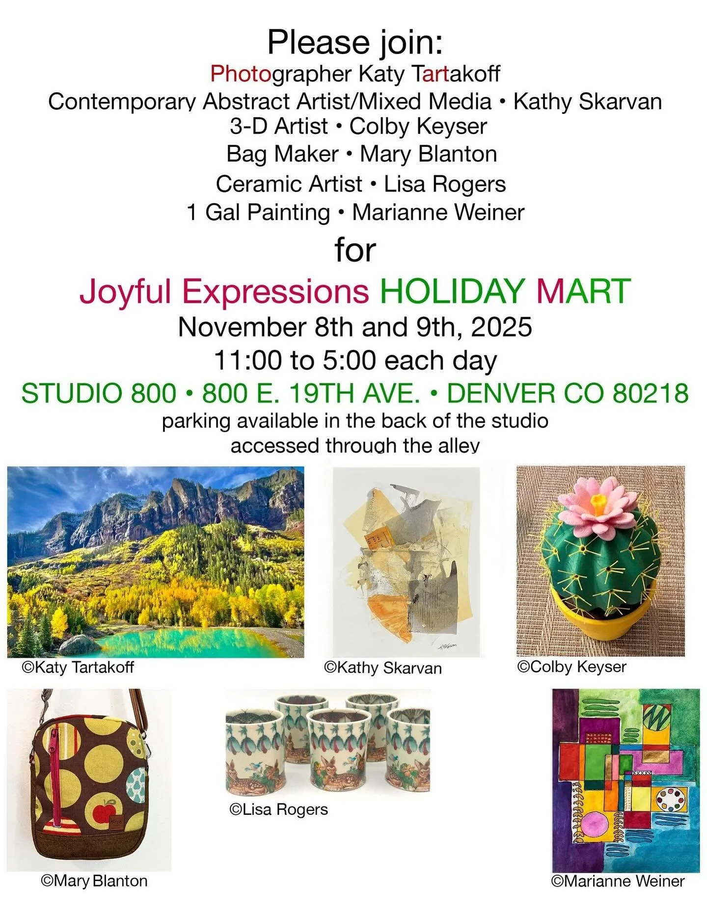 Tis the season. Come support local artists and fellow members. This weekend, November 8th and 9th. @katy_tartakoff @colbykeyser @lisaleerogersceramics @akskarvan @marianneweiner @maryblanton #holidaymart