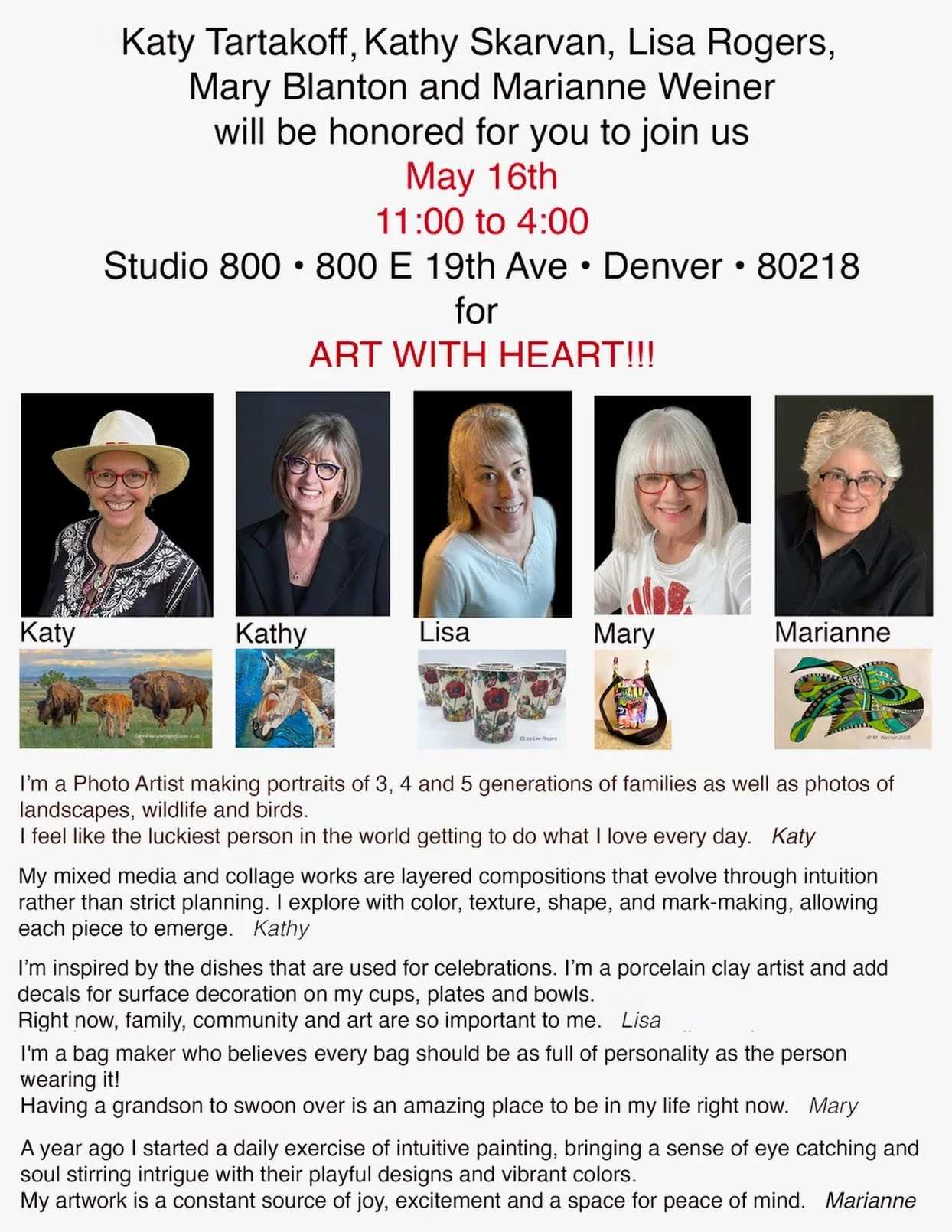 Mark your calendars. Plan to visit our show on May 16th.