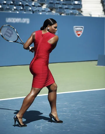 I have no idea why she's wearing that dress to play in, but I'm guessing it's a power move. I'm not saying I'm intimidated. But I'm also not saying I'm not.