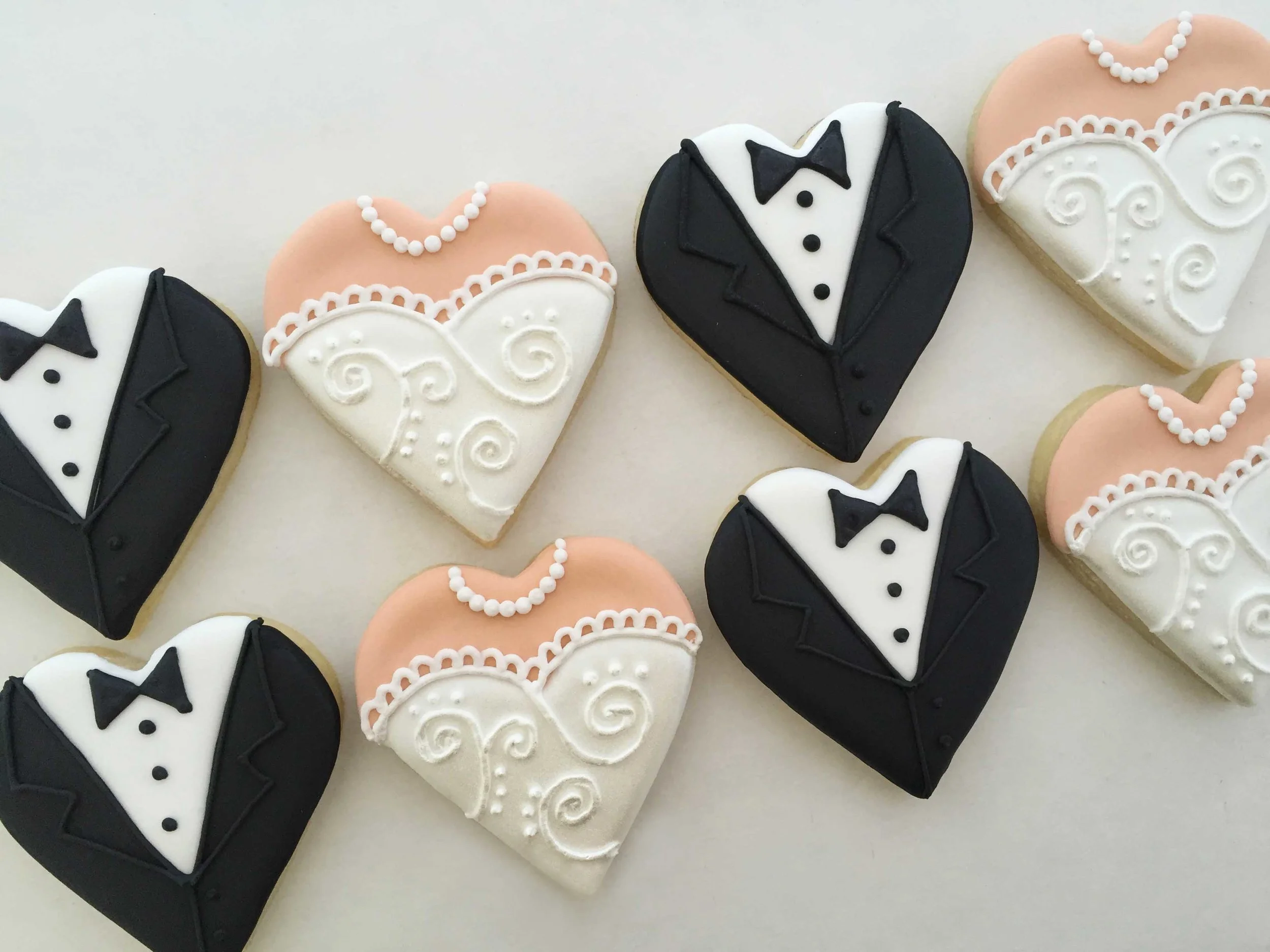 Bride & groom heart cookies