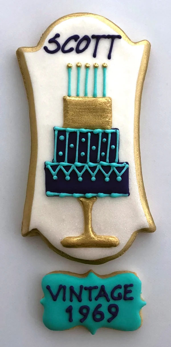Birthday plaque and vintage cookie.jpg