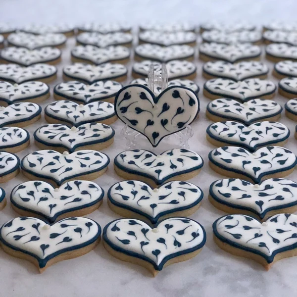 Chubby heart cookies with small drop-in hearts
