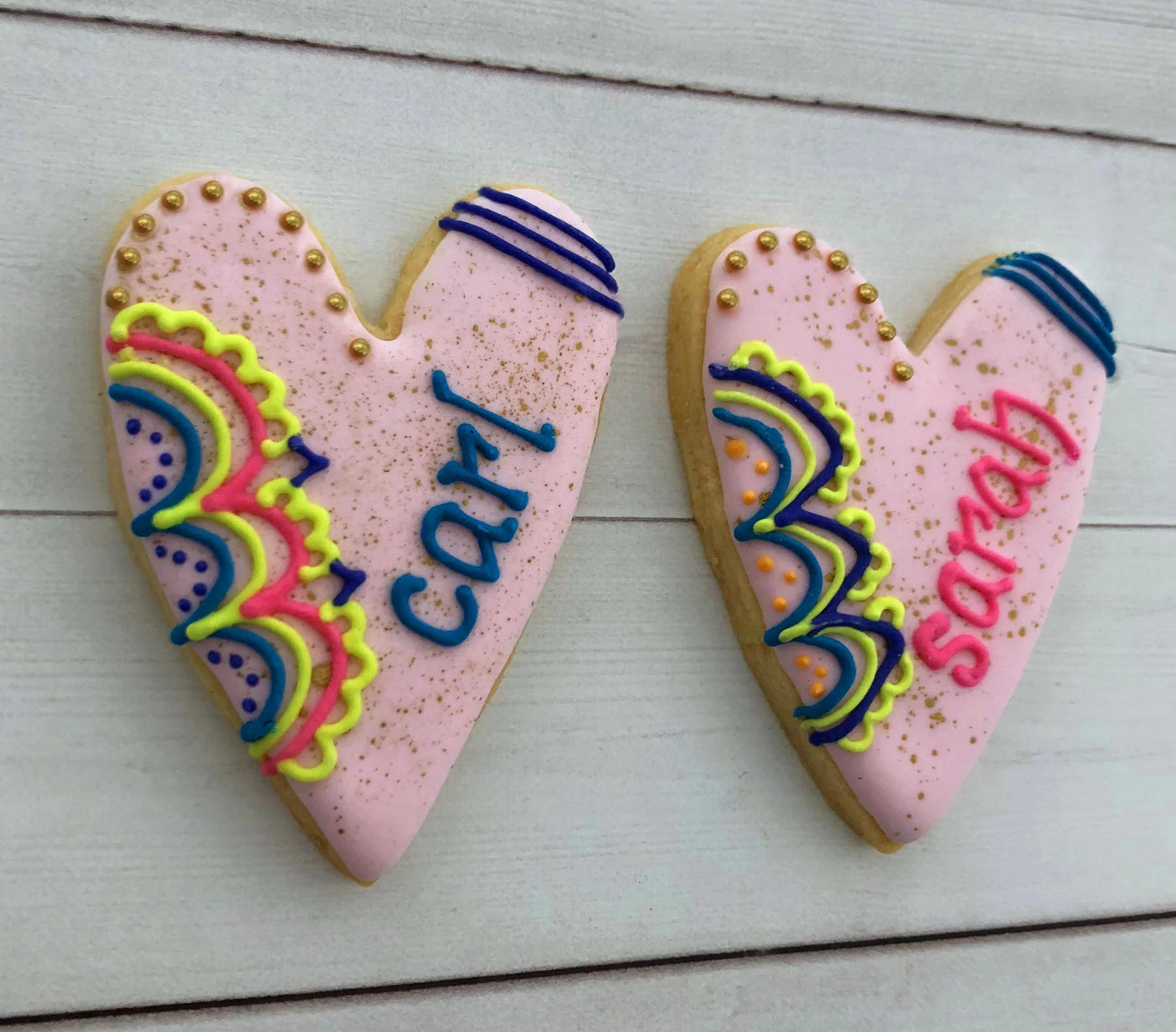 Personalized Folk Heart Cookies