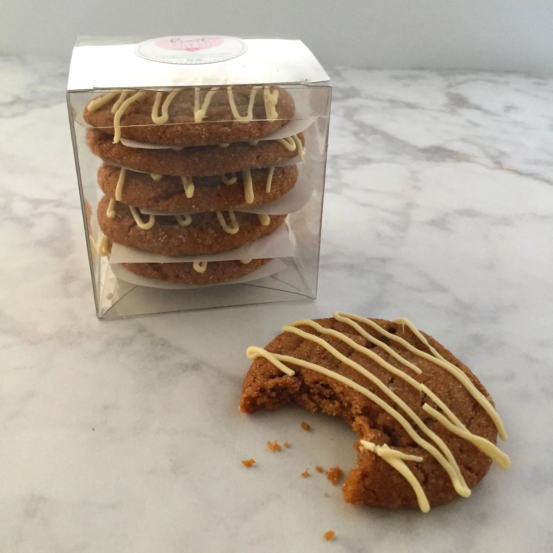 Ginger Cookies with White Chocolate Drizzle - Boxed