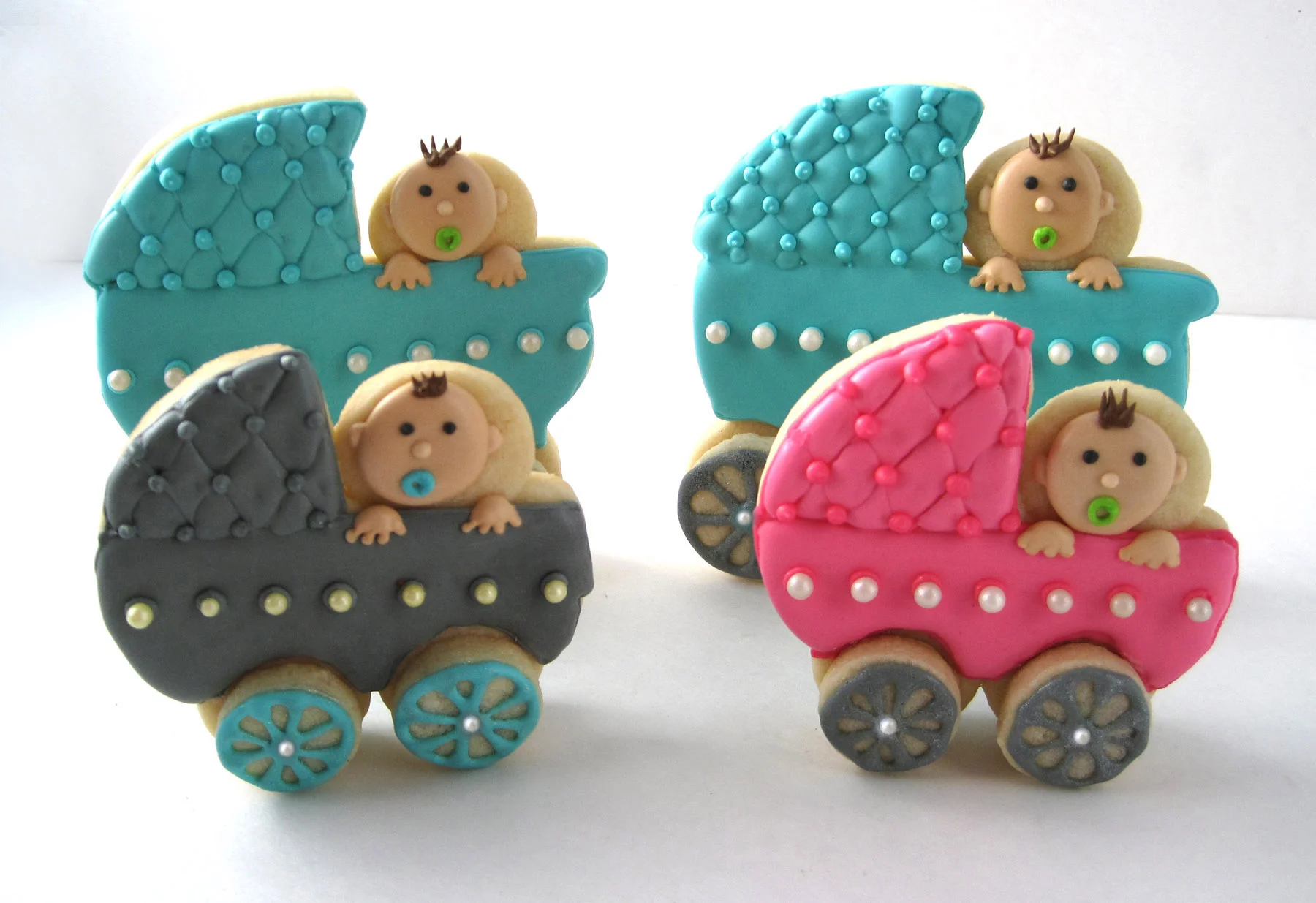 3D Quilted Baby Carriage Cookies