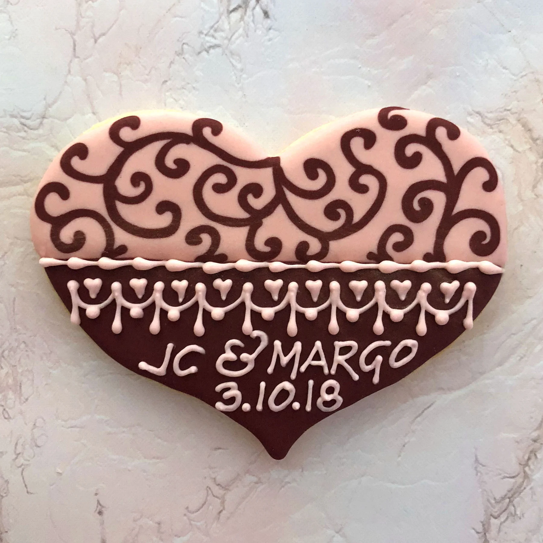 Personalized Heart Cookie with Filigree