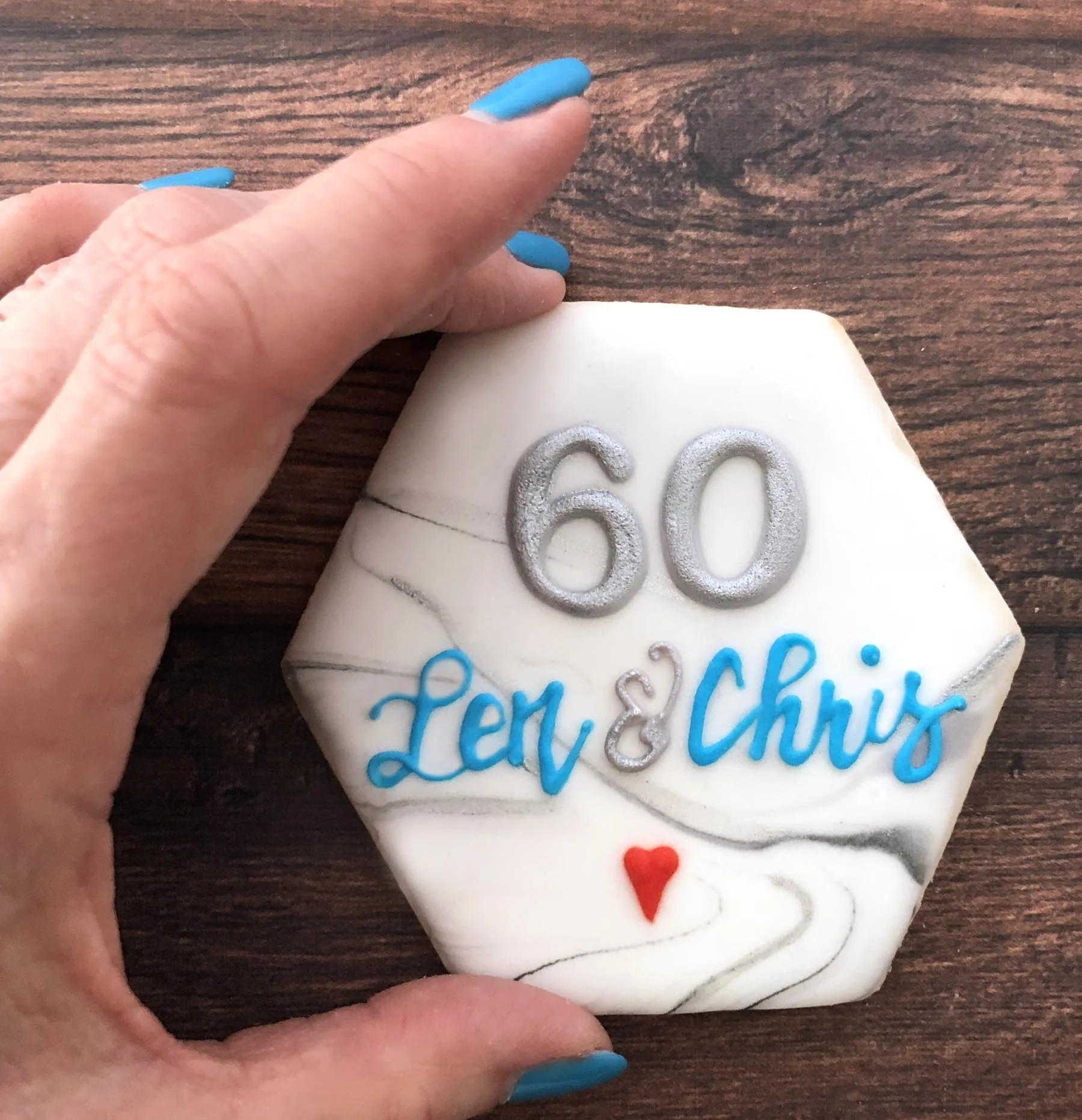 Personalized Marbled Hexagon