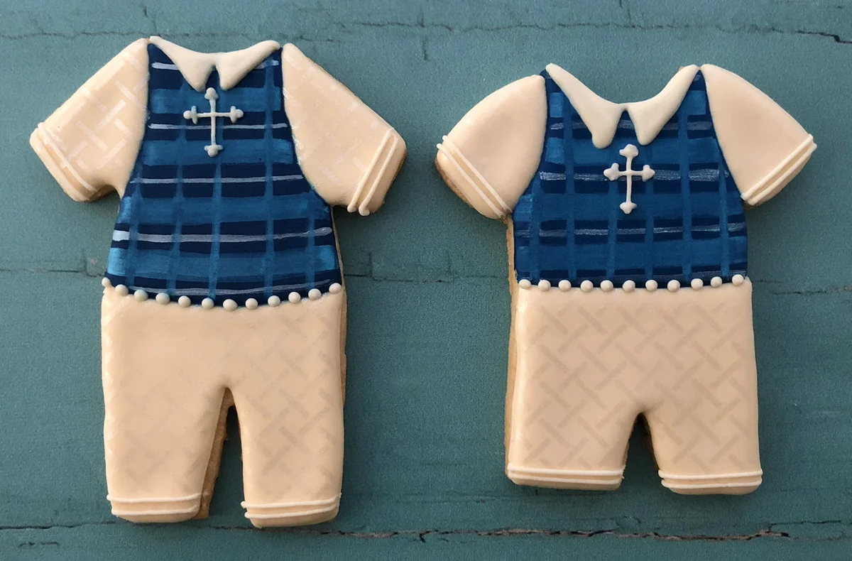 Baby Boy Baptism Romper Cookies
