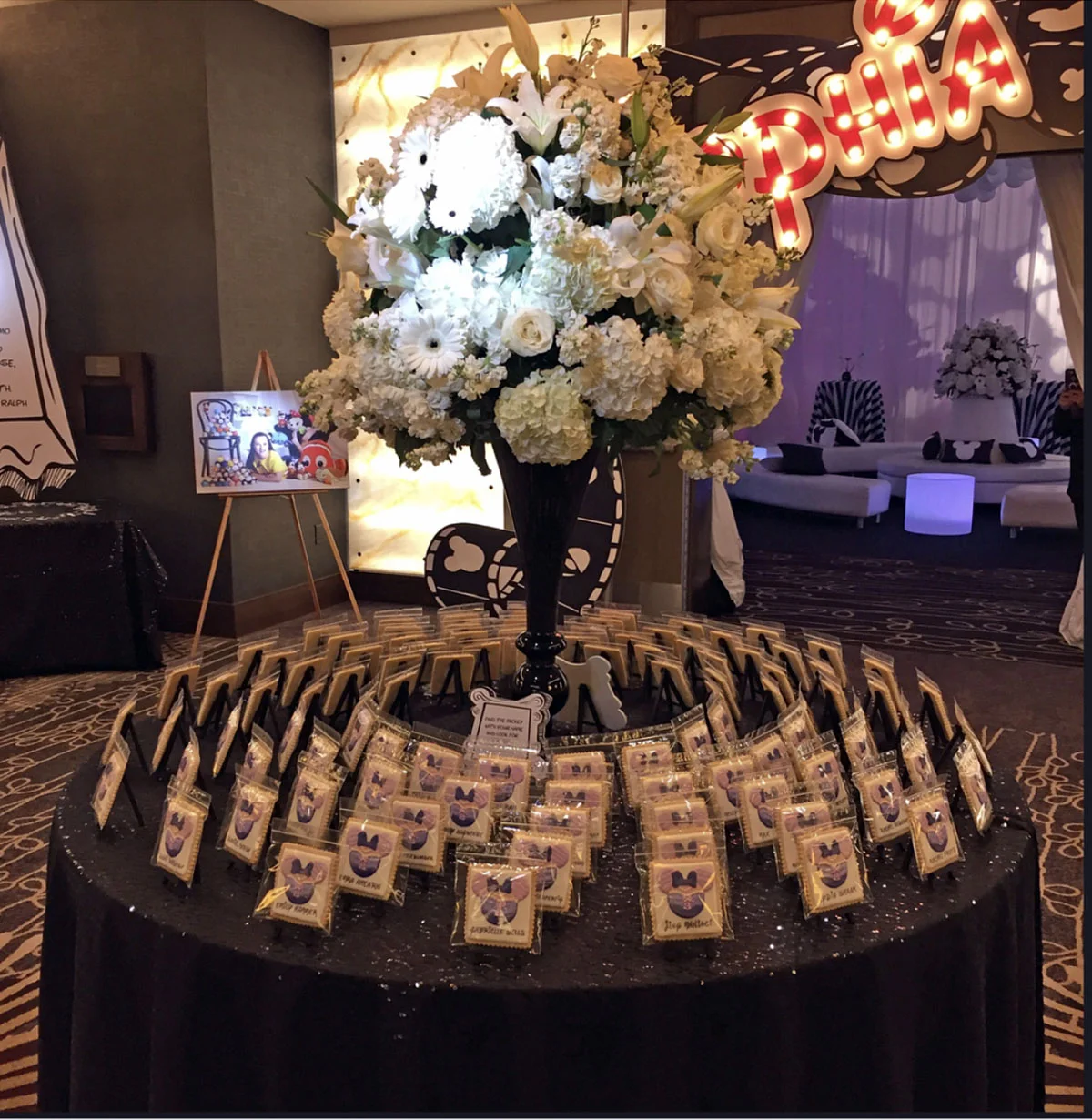 Disney-Themed Bat Mitzvah Escort Cookie Cards