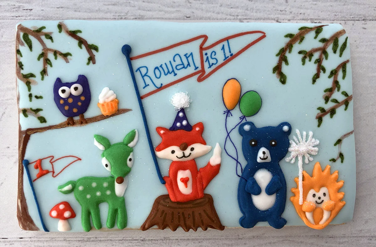 Woodland Animal Birthday Cookie