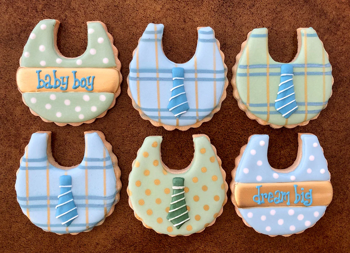 Plaid and Polka Dot Bib Cookies with Neckties