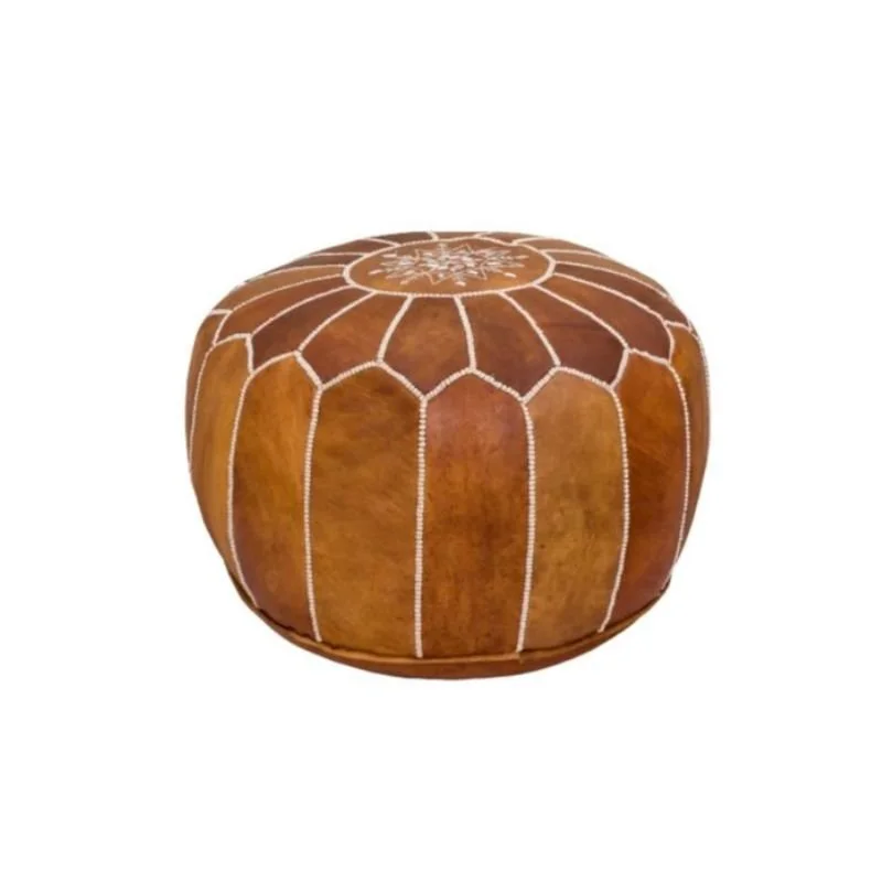 Cinder Leather Pouf