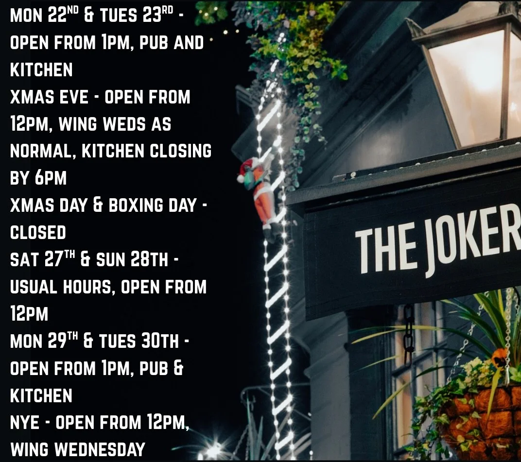 Christmas Week Opening Hours 

Has been updated across websites and booking widgets for a while but posting here for easy search. 

Xmas Eve knees up &amp; singalong as always 🃏🎄