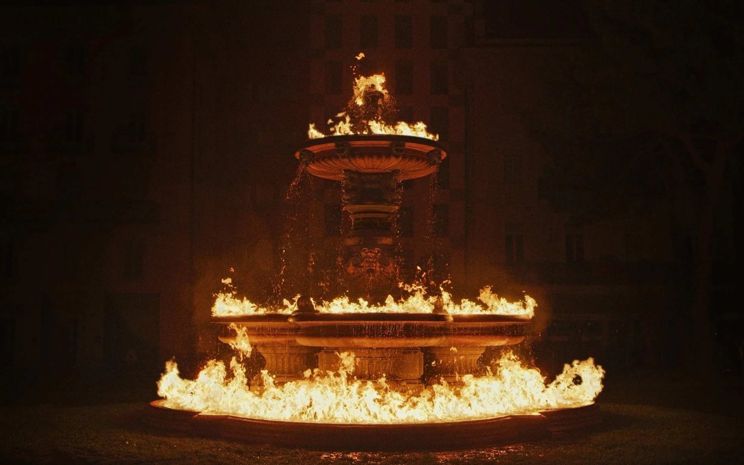 water fountain on fire