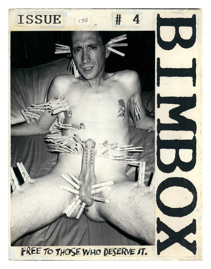 Mockup of Bob Flanagan on the cover of Bimbox, No. 4. Bob Flanagan and Sheree Rose Collection. ONE Archives at the USC Libraries