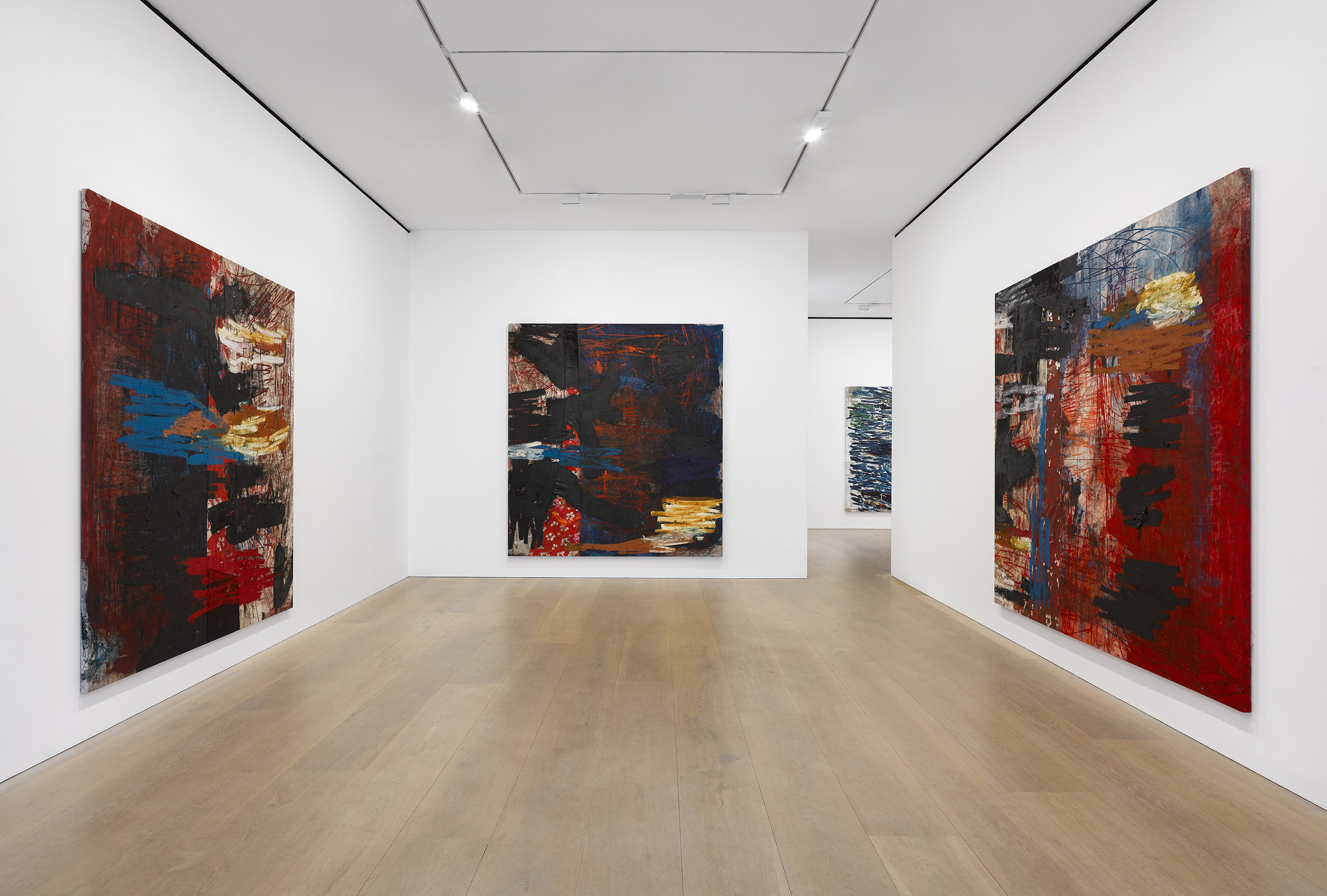   Oscar Murillo,  Installation view of  Manifestation  at David Zwirner London, June 8th–July 26th 2019. Photographs by Jack Hems © Oscar Murillo. Courtesy the artist and David Zwirner 