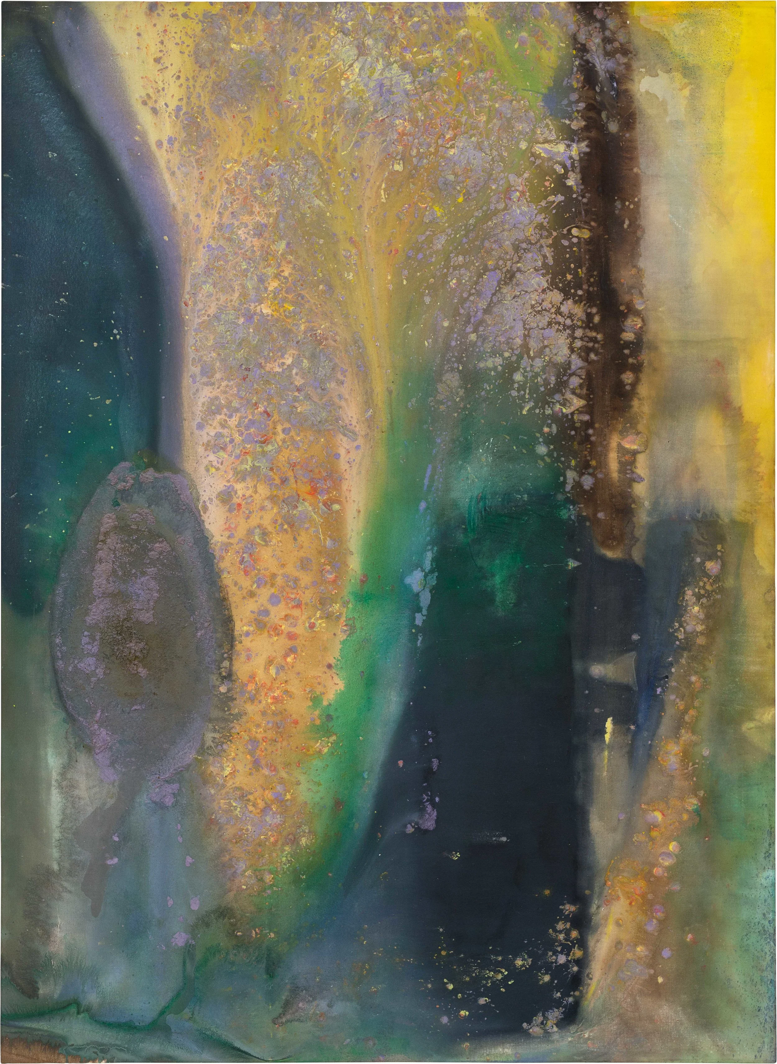 Ah Susan Whoosh , 1981, Medium acrylic paint on canvas, 2415 x 1750 mm, Private collection, London © Frank Bowling. All Rights Reserved, DACS 2019