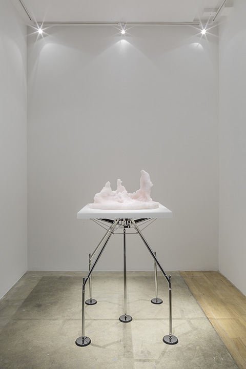  Barry X Ball  Conversation , 2013 – 2019 Pink Iranian onyx, white Vietnamese marble, steel, aluminum, stainless steel  16.9 x 26.4 x 13.5 in 42.9 x 67.1 x 34.3cm 42.1 x 33.1 x 33.1 in 107 x 84 x 84 cm, pedestal 