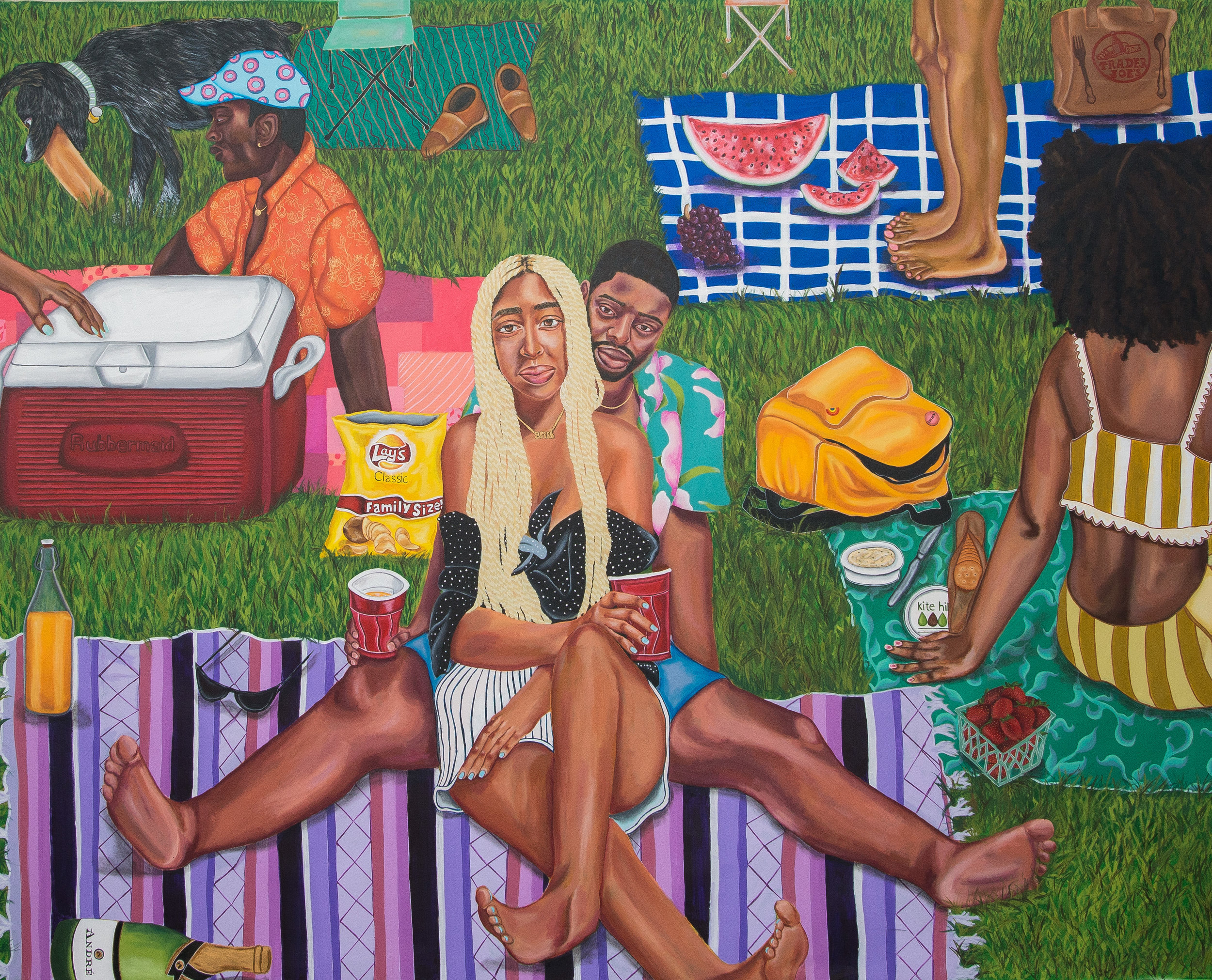  Ariel Dannielle “Family Sized,” 2018 Acrylic on unstretched canvas 72 x 90 1/2” 