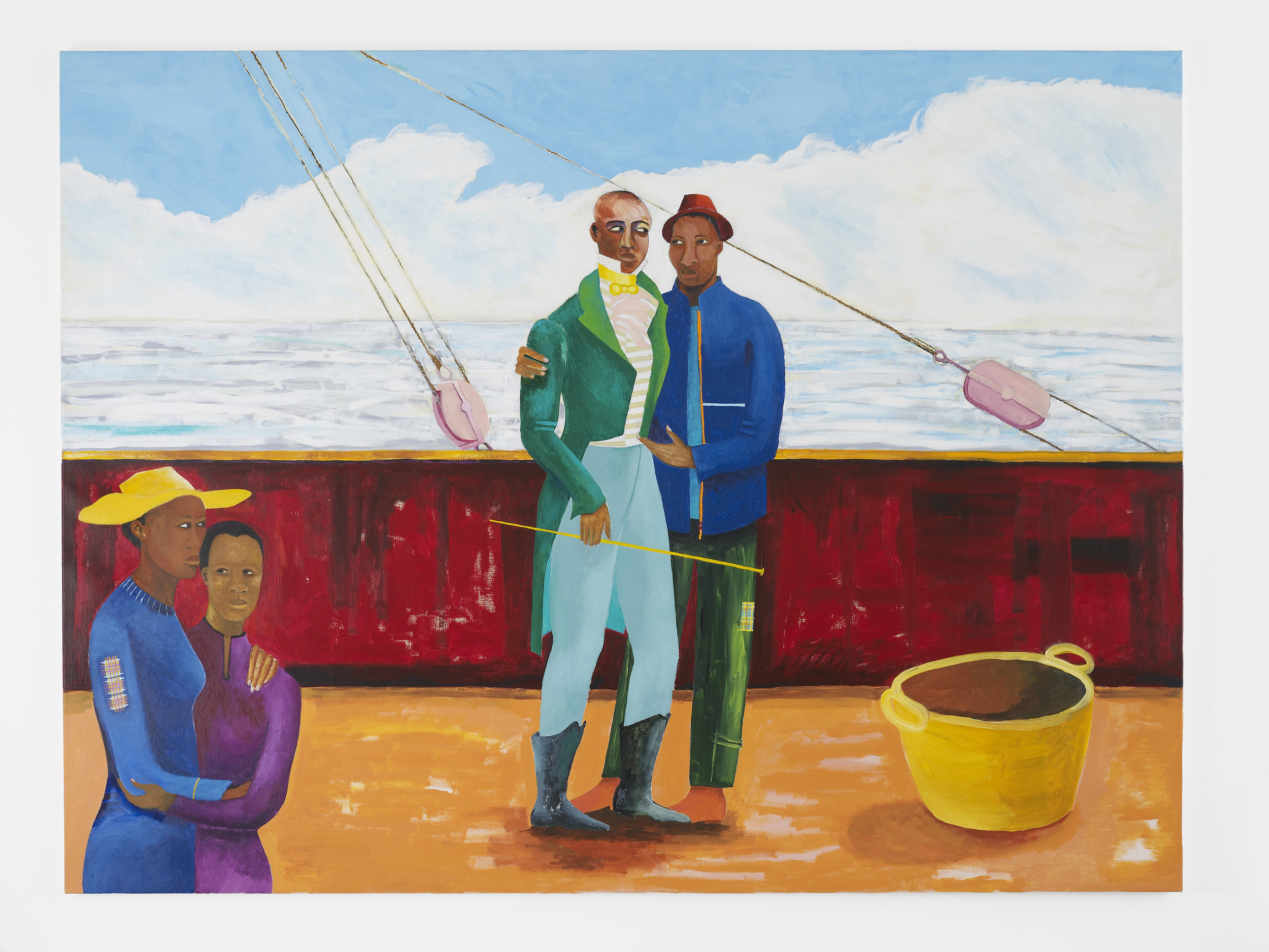  Lubaina Himid, Le Rodeur: The Captain and the Mate, 2017–18. Acrylic on canvas, 72 x 96 1/8 in (183 x 244 cm). Courtesy the artist and Hollybush Gardens. Photo: Andy Keate 