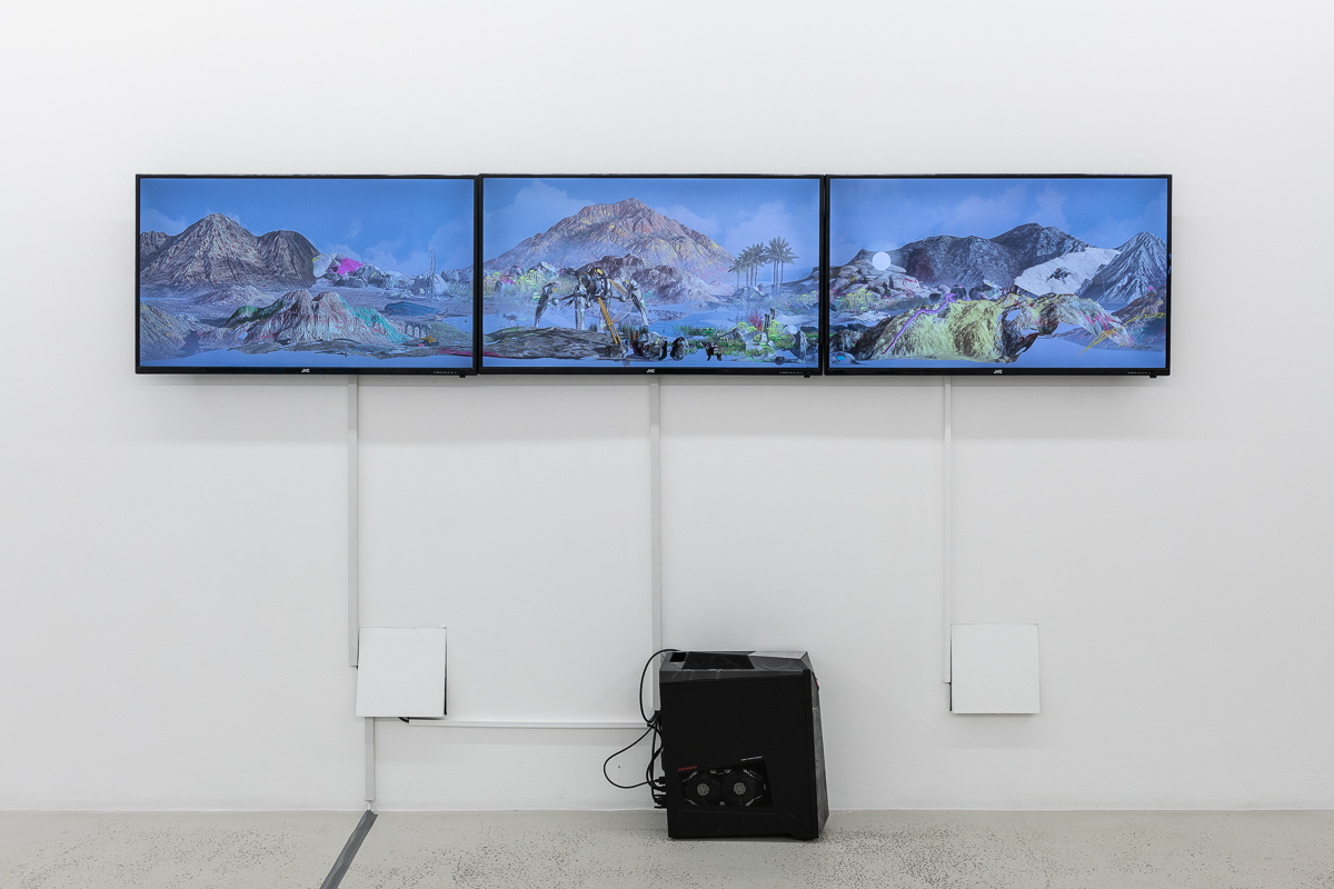  THEO TRIANTAFYLLIDIS Seamless 2017 3-Channel Screen piece, custom software, live stimulation Sound by Diego Navarro Dimensions variable Edition 2 of 3 + 2 AP 