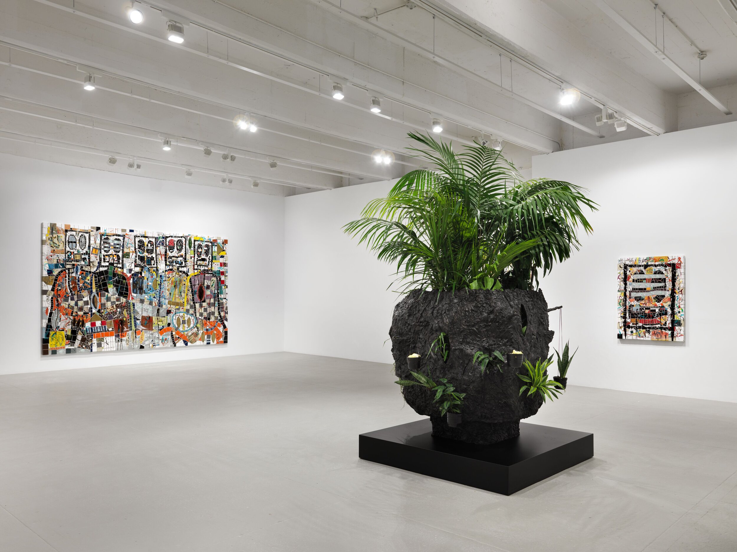  Installation view, Rashid Johnson ‘The Hikers,’ Hauser &amp; Wirth New York, 22nd Street, 2019. © Rashid Johnson Courtesy the artist and Hauser &amp; Wirth Photo: Dan Bradica 