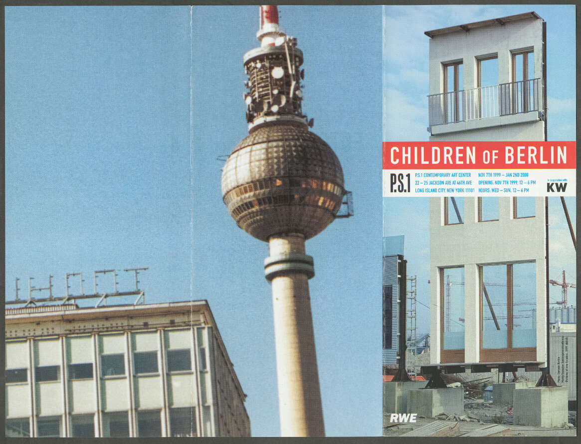  Flyer of the exhibition  Children of Berlin. Cultural Developments 1989–1999  at P.S.1 Contemporary Art Center, New York 1999; design: LSD_berlin 
