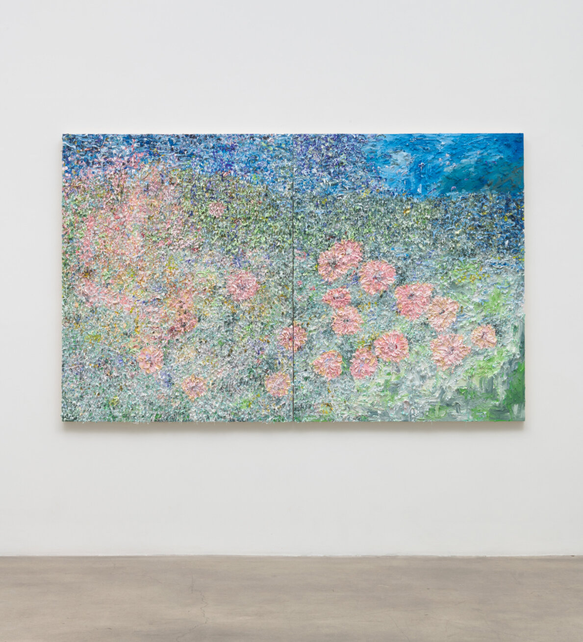  Vanessa Prager  End of Time , 2020 Oil on panel 60 x 96 inches (diptych) (152.4 x 243.8cm), ©Vanessa Prager Photo by Robert Wedemeyer (Courtesy Diane Rosenstein Gallery) 