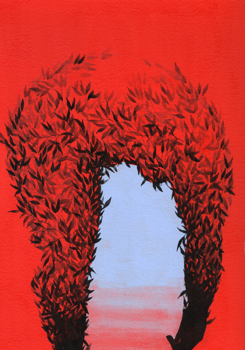  Brittney Leeanne Williams   Bent Tree 1 , 2021  acrylic and gouache on paper  16 x 12 in. (40.6 x 30.5 cm.) 