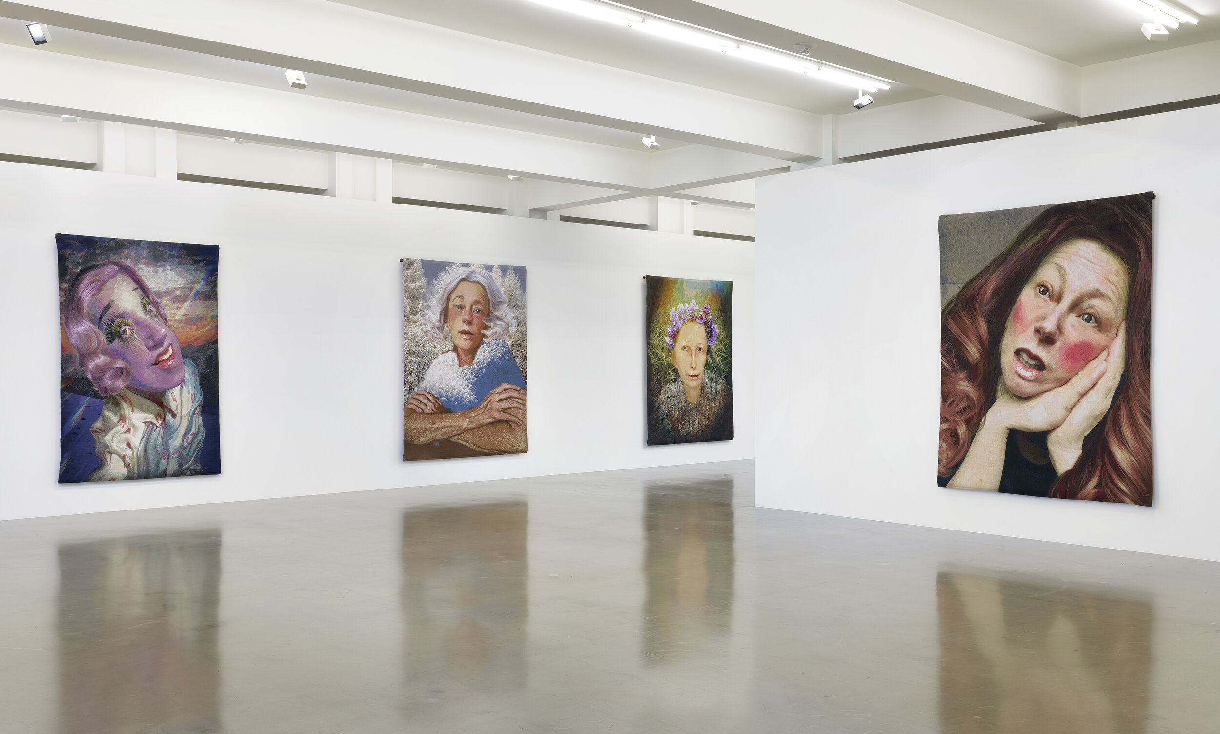  Installation view, Cindy Sherman,  Tapestries  February 16–May 1, 2021, Sprüth Magers, Los Angeles © Cindy Sherman Courtesy the artist, Sprüth Magers and Metro Pictures, New York Photo: Robert Wedemeyer  