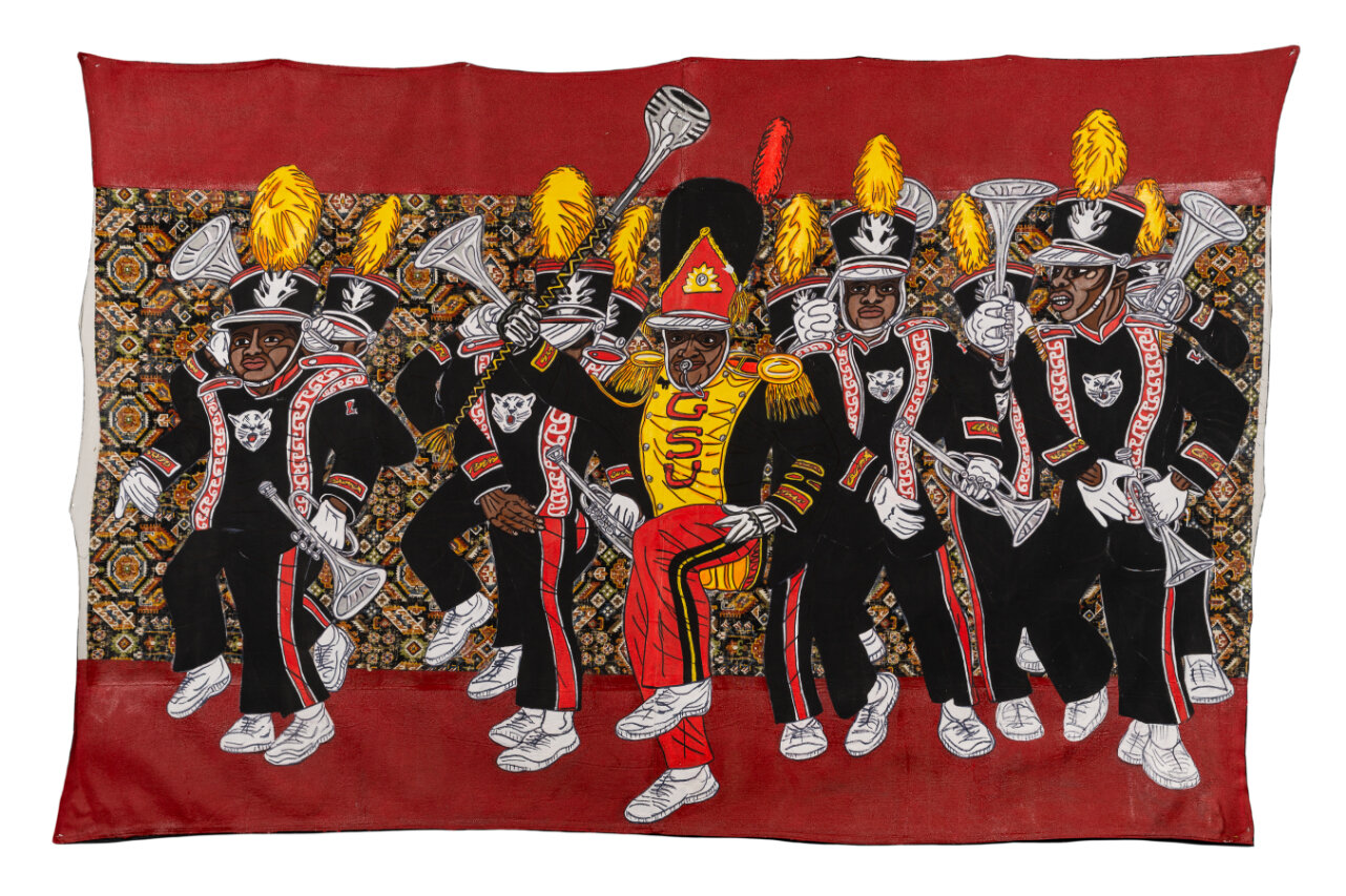  Keith Duncan  Grambling State University Marching Band , 2020 Acrylic with fabric on canvas 74 x 108 inches 