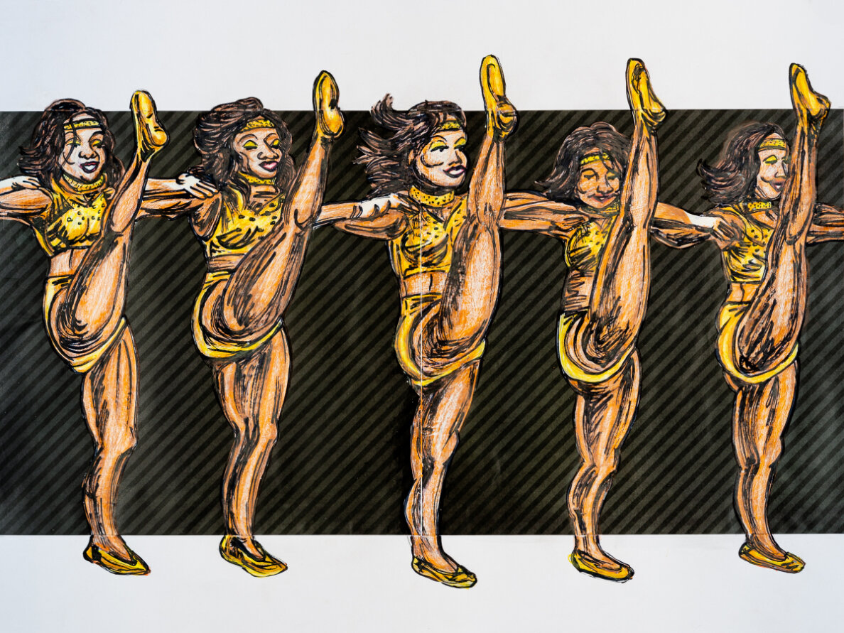  Keith Duncan  Grambling State University Dance Team 2 , 2020 Colored pencil and marker on paper 18 x 24 inches 
