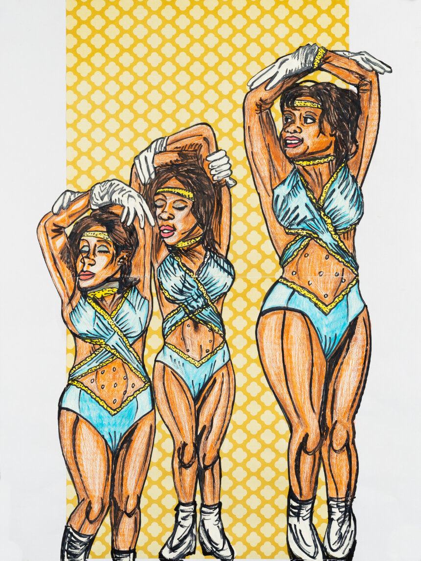  Keith Duncan  Southern University Dance Team 1 , 2020 Colored pencil and marker on paper 24 x 18 inches&nbsp; 