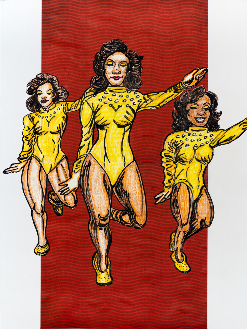  Keith Duncan  Grambling State University Dance Team 1 , 2020 Colored pencil and marker on paper 24 x 18 inches&nbsp; 