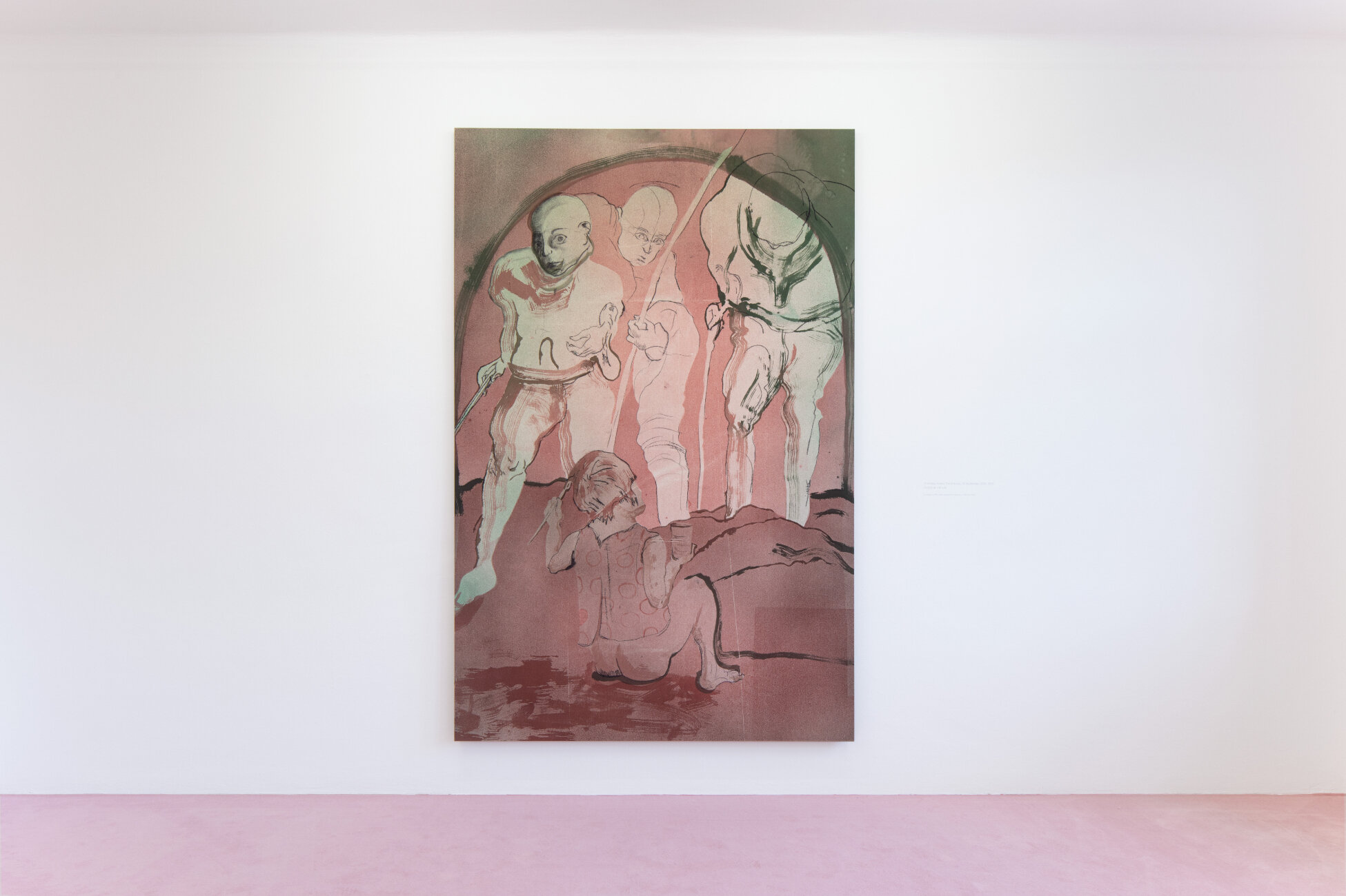  Installation view:  Matthew Lutz-Kinoy. Window to The Clouds ; Salon Berlin, Museum Frieder Burda Matthew Lutz-Kinoy,  Thunberg Greets The Nations , 23 September 2019, 2019. Acrylic on canvas, 260 x 170 cm.  Courtesy of the artist and Collection Mar