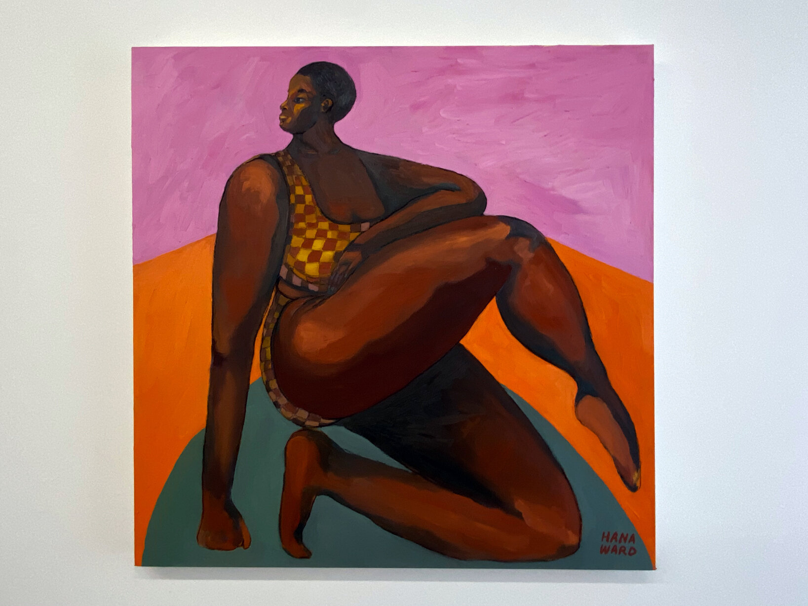  Hana Ward  contortion in a two-piece , 2021 oil on canvas 30 x 30 in 