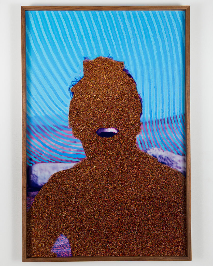  EVAN WHALE  The California Bather (The Smile) , 2019 Framed: 38.13 x 25.13 in (96.85 x 63.83 cm) Oil Pastel, Carving &amp; Chemigram on C-Print (Artist Frame, UV Museum Acrylic)   