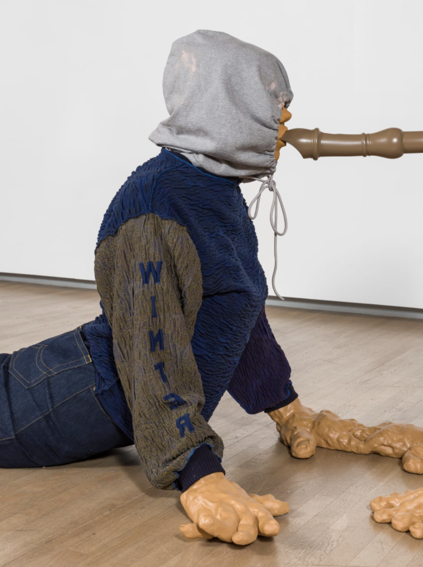  Tori Wrånes  Mother and Child , 2022 Lucite, photocured acrylic, epoxy, resin, urethane foam, PVC, Bondo, birch, acrylic paint, concrete, steel fasteners, shoes, and textiles 53 x 256 x 54 in Courtesy of the Artist and Shulamit Nazarian 