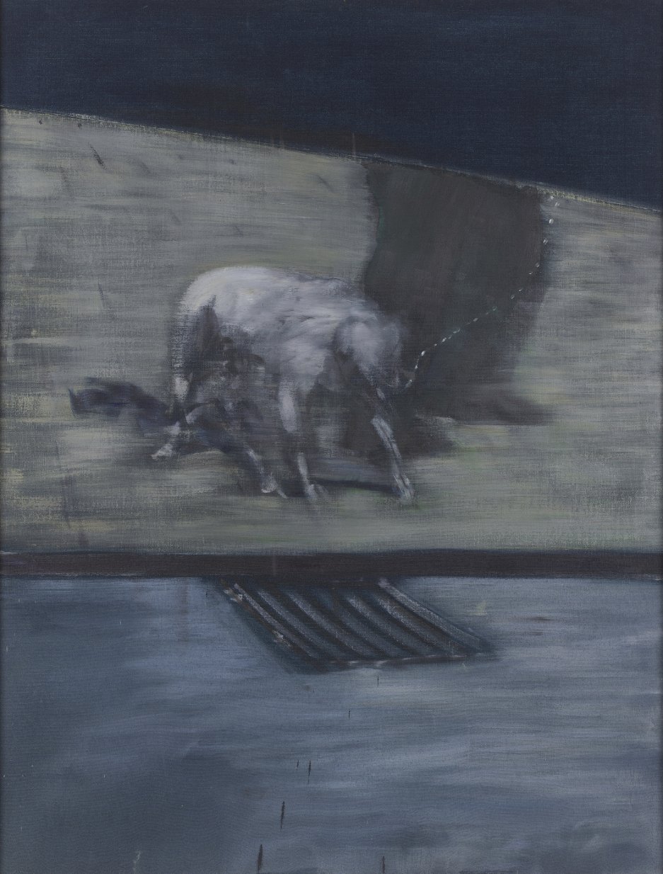  Francis Bacon,  Man with Dog , 1953 Oil on canvas, 152 x 117 cm Collection Albright-Knox Art Gallery, Buffalo, New York. Gift of Seymour H. Knox, Jr., 1955. K1955:3 © The Estate of Francis Bacon. All rights reserved, DACS/Artimage 2021. Photo: Prude